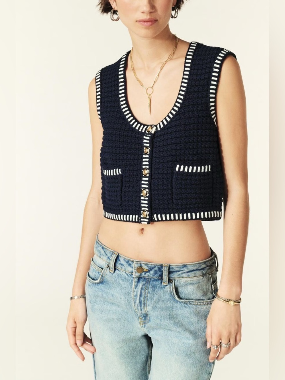 Ba&sh Gustave Sleeveless Knit Vest Small